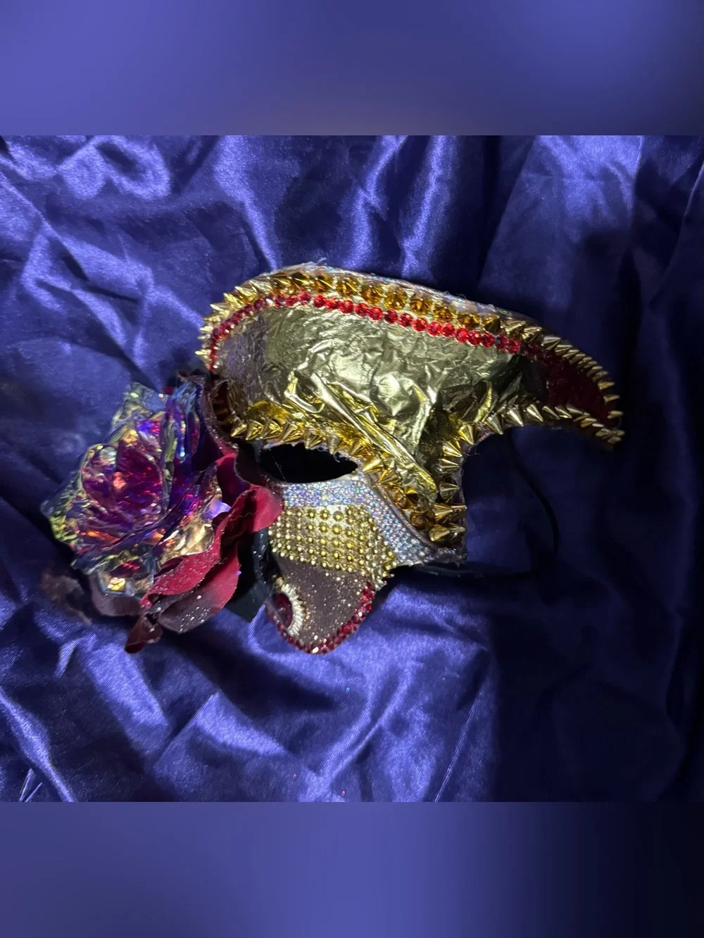 Gold and Red Decorative Women's Masquerade Mask